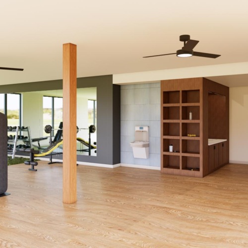 a gym with exercise equipment